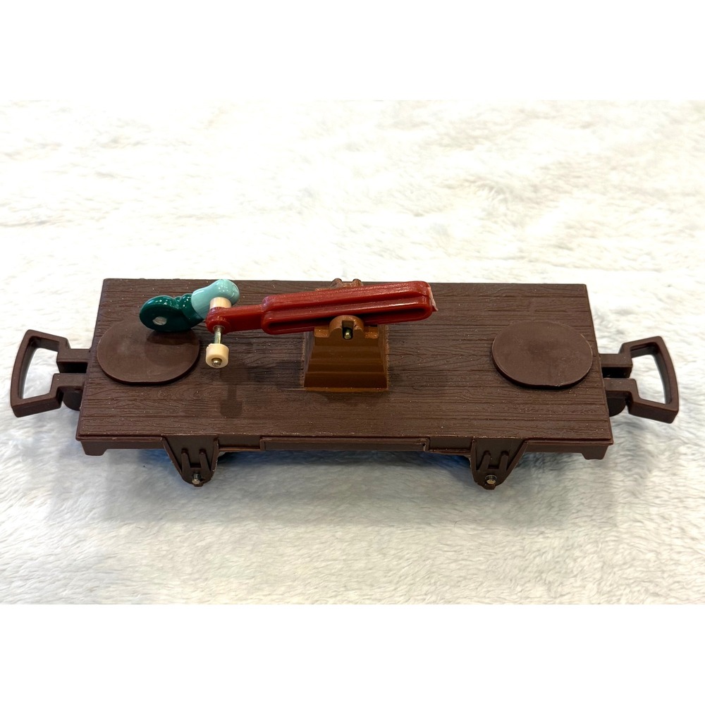 Vintage 1993 Toy State Industrial Train Flatbed Car Brown Plastic 7.5" damagedd